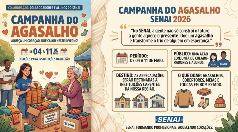 SÃO GONÇALO DO RIO ABAIXO: CAMPANHA DO AGASALHO SENAI 2026 (#COMPARTILHE)